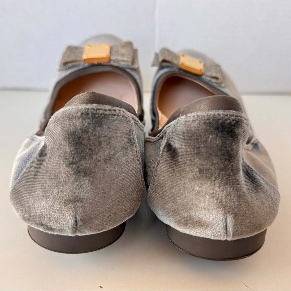 Cole Haan Tali Bow Ballet Flat Shoes Grey Velour Velvet Women’s Size 10 - Picture 4 of 8